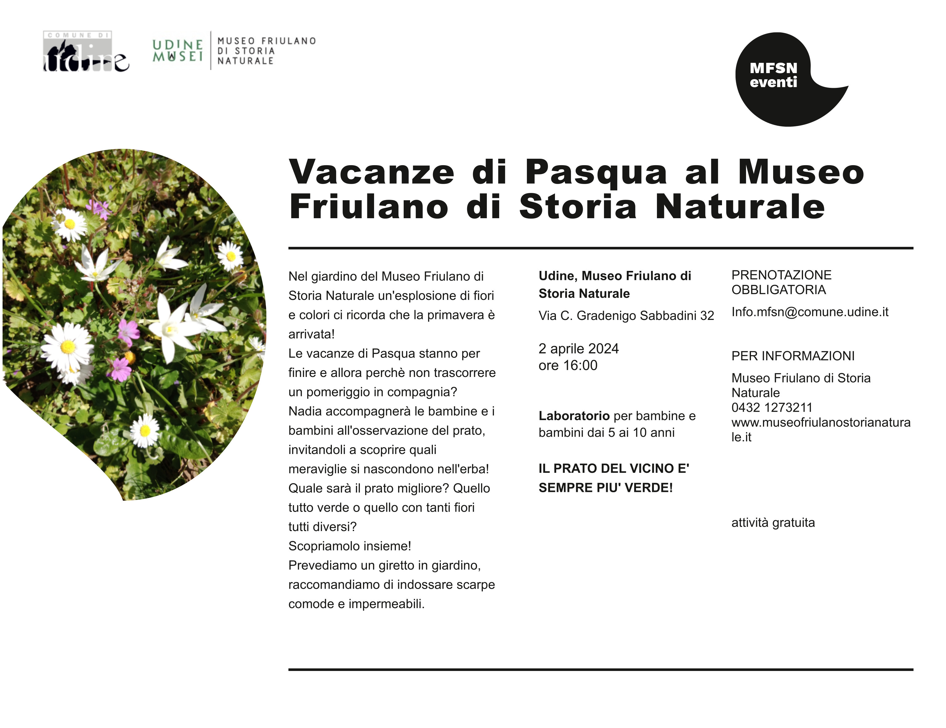 Immagine della locandina promozionale delle attività organizzate dal museo per il periodo pasquale