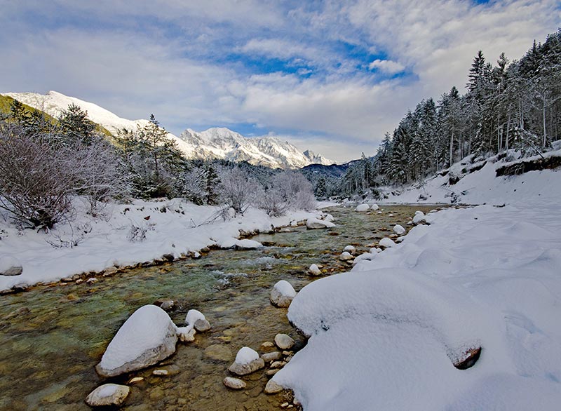 Pesaggio innevato. Parco Naturale Regionale delle Prealpi Giulie. Foto Marco Di Lenardo